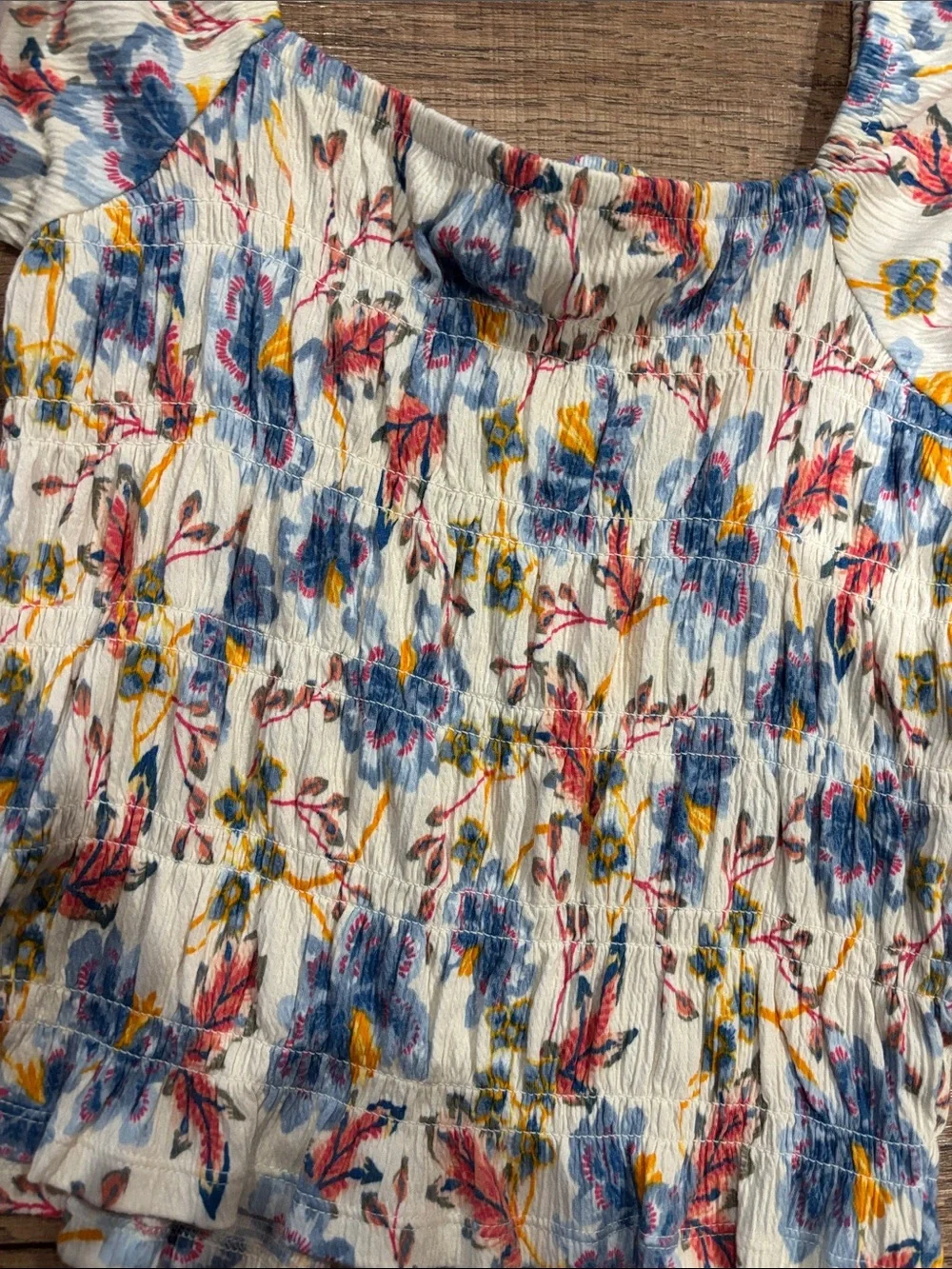 Old Navy White Floral Smocked Puff Sleeve Top for Kids
